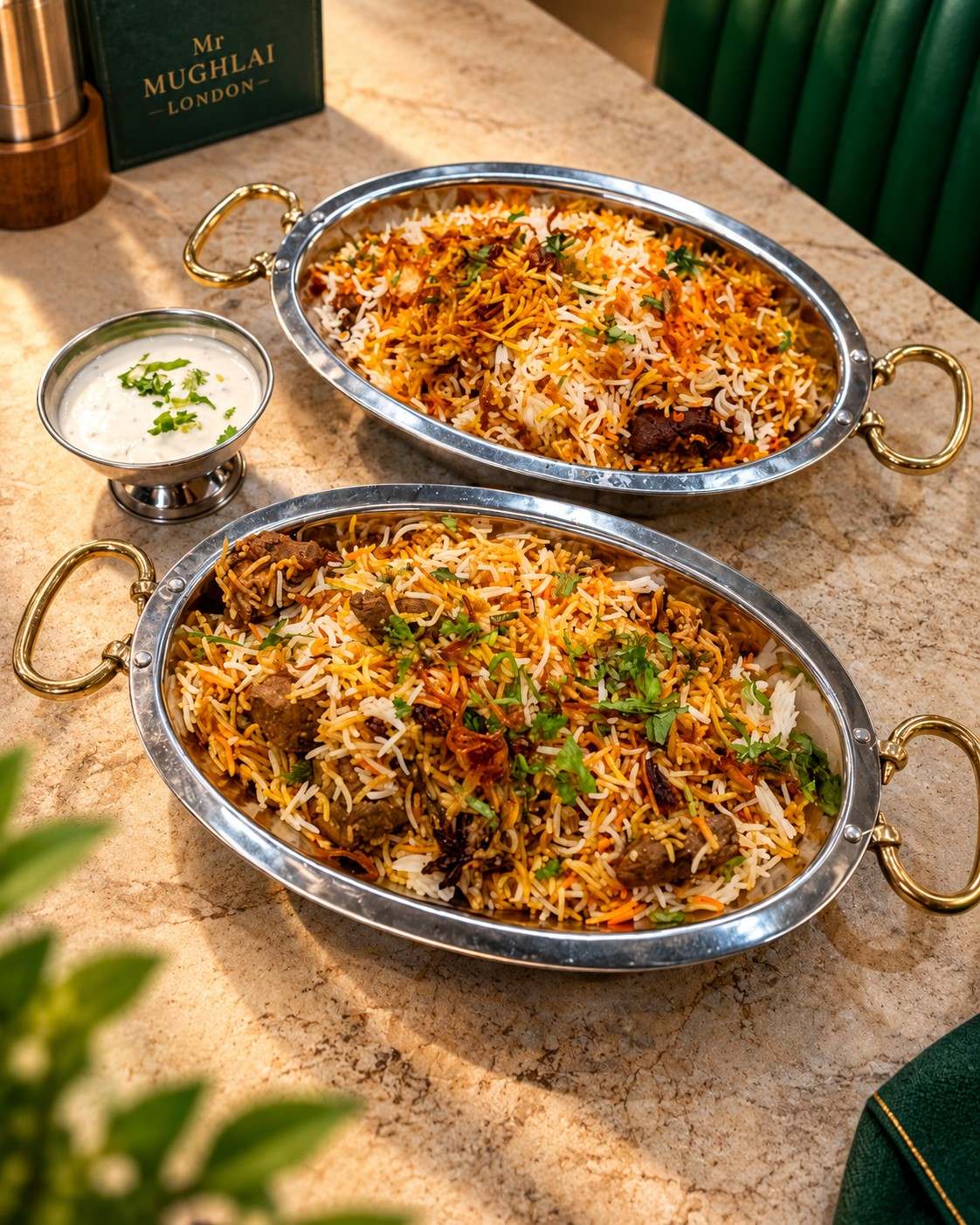 Mughlai biryanis served with raita