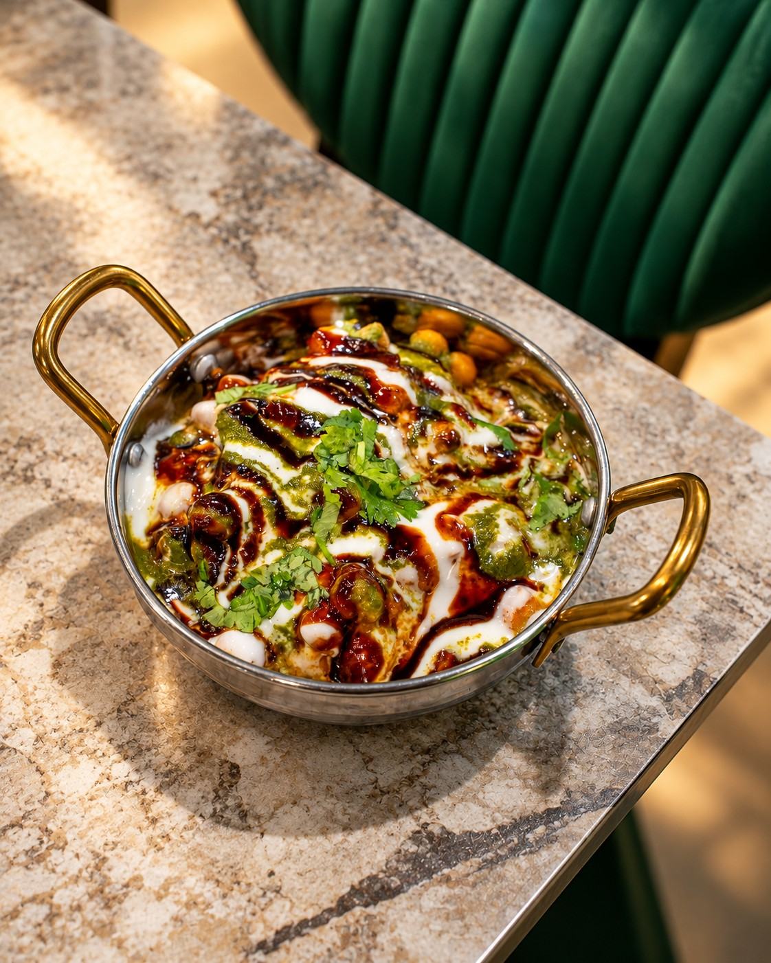 Street-style chaat with chutneys
