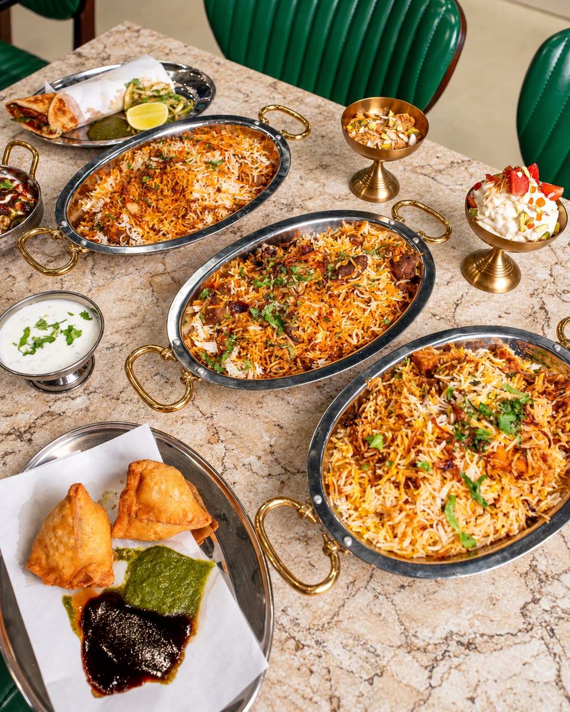 Mr Mughlai London feast spread on the table